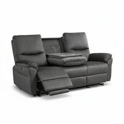 Loveseat Recliner Sofa with Console, Electric Reclining Couch with Flip Middle Backrest, Cup Holder & USB Type C, Skin- Friendly Recliner Sofa for Living Room, Home Theater Seat (Dark Gray)