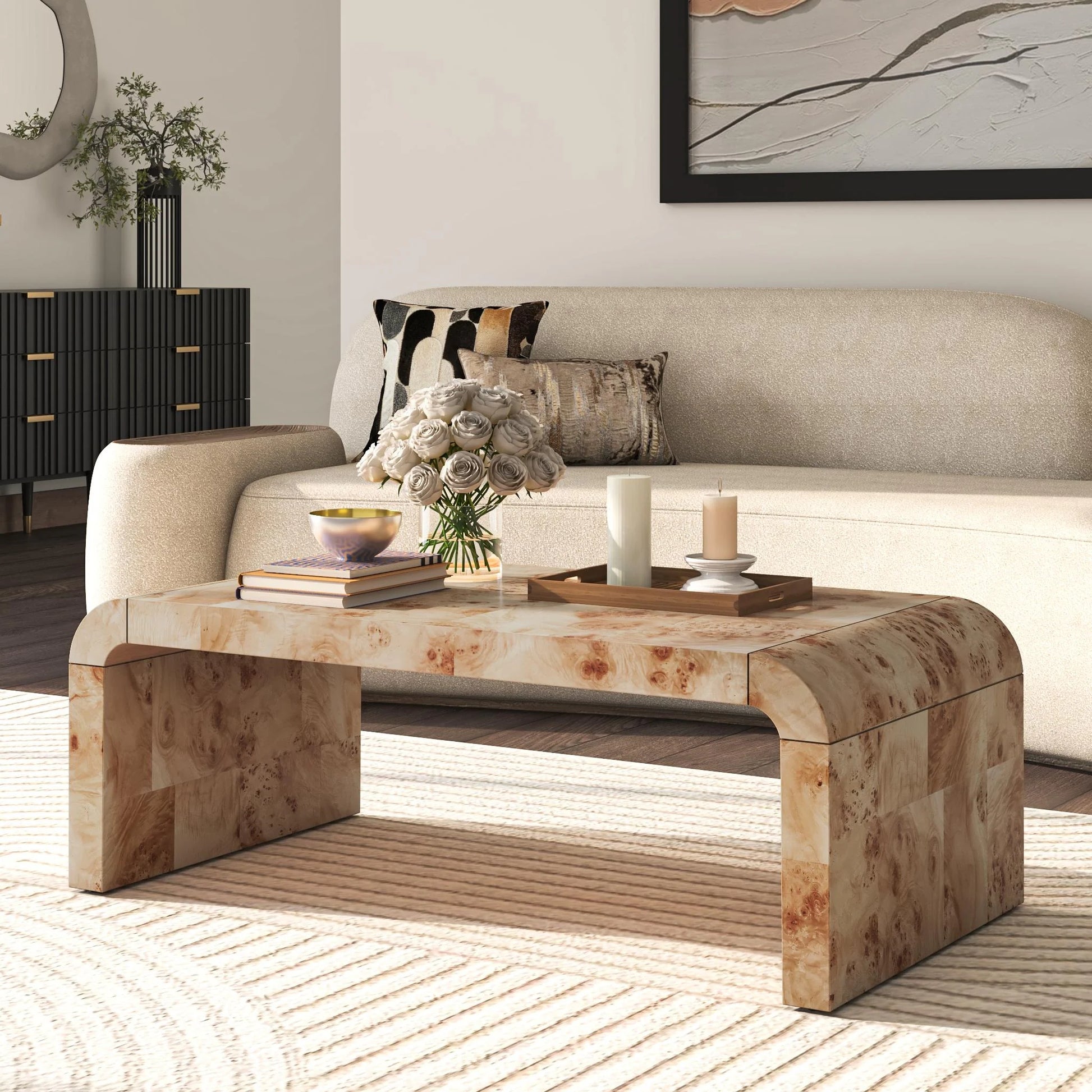 NPD Furniture Adriel Burl Wood Coffee Table