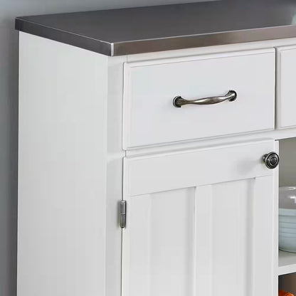 White and Stainless Steel Buffet with Wine Storage