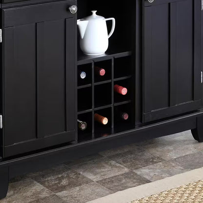 Black and Cottage Oak Buffet with Wine Storage