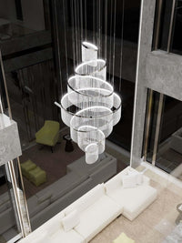 H118'' Large Crytsal Chandelier for High Ceiling,Modern 7-Tier Crytsal Chandelier for Tall Living Room,Foyer,Staircase,Entryway