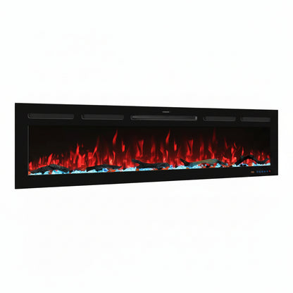 65 In. Wi-Fi Electric Fireplace Inserts, 13 Flame & Fuel Bed Colors, 5 Adjustable Brightness, Timer, Thermostat, Black