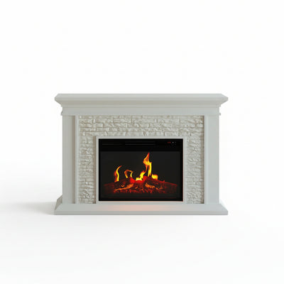 Electric Fireplace with Mantel, White