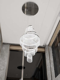 H118'' Large Crytsal Chandelier for High Ceiling,Modern 7-Tier Crytsal Chandelier for Tall Living Room,Foyer,Staircase,Entryway