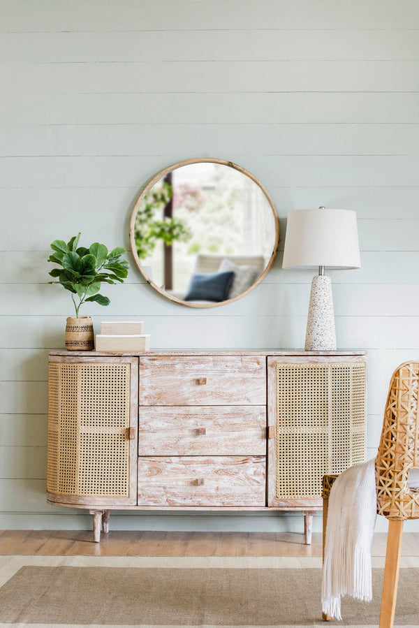 TV Console With Cane Doors - Multicolor