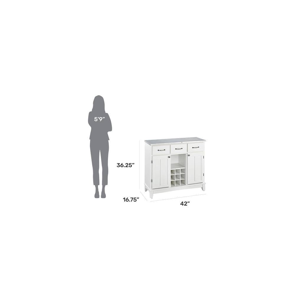 White and Stainless Steel Buffet with Wine Storage