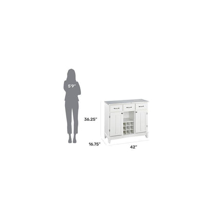 White and Stainless Steel Buffet with Wine Storage