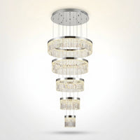 H118'' Large Crytsal Chandelier for High Ceiling,Modern 7-Tier Crytsal Chandelier for Tall Living Room,Foyer,Staircase,Entryway — Studio Shot