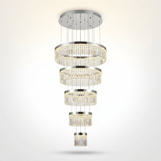 H118'' Large Crytsal Chandelier for High Ceiling,Modern 7-Tier Crytsal Chandelier for Tall Living Room,Foyer,Staircase,Entryway — Studio Shot