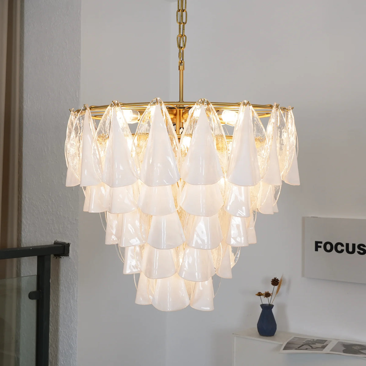 Lunara Opal Petal Glass Chandelier