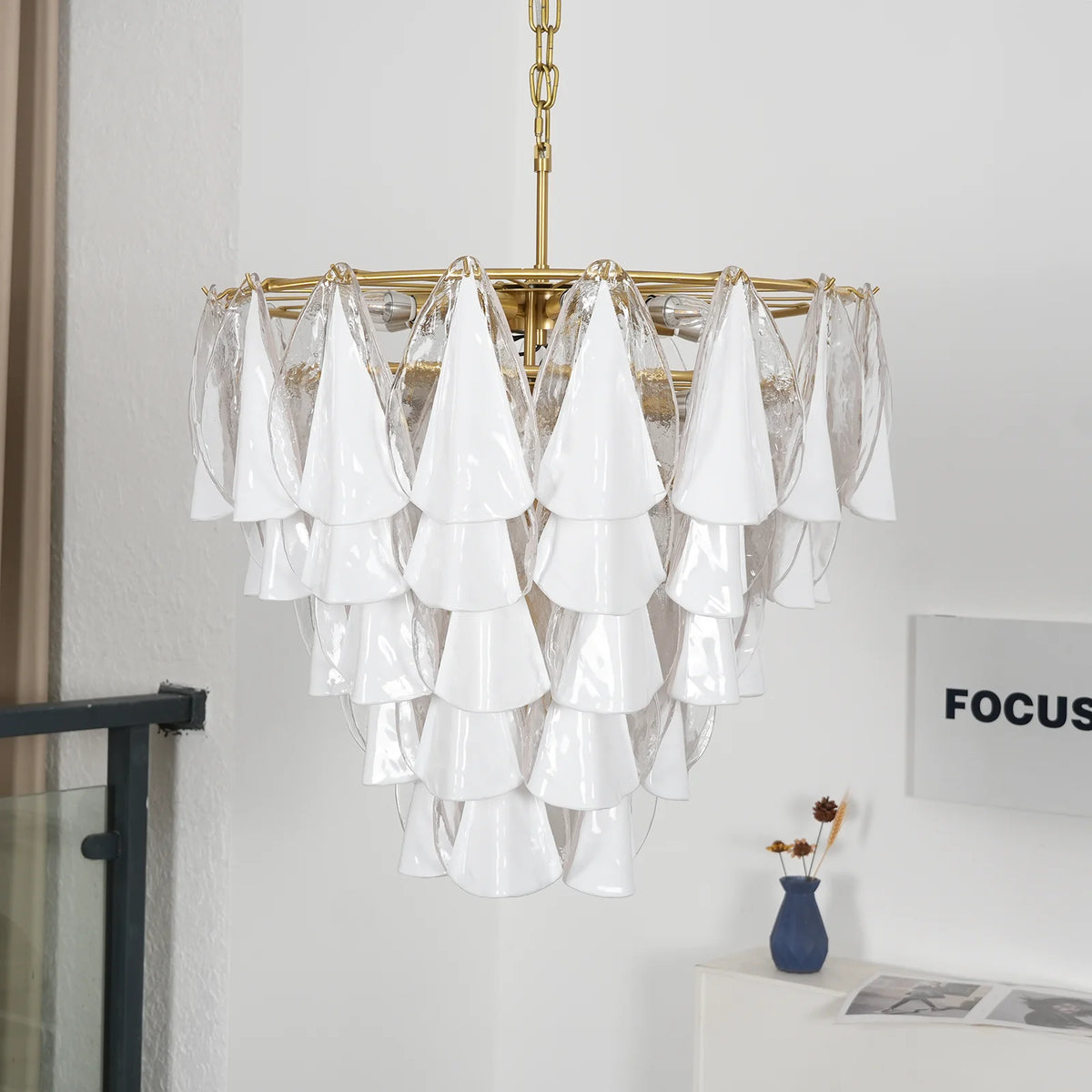 Lunara Opal Petal Glass Chandelier