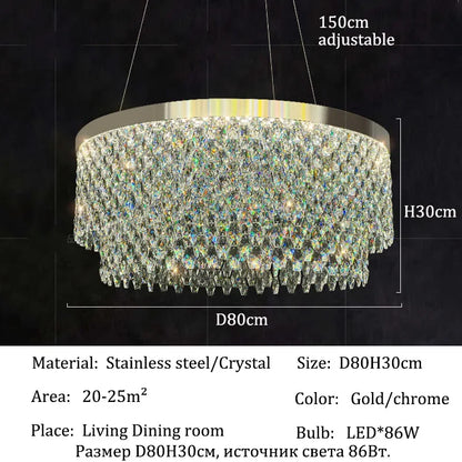 Luxury Crystal Chandelier Light Ceiling Hanging Lamps Home Decoration Dining Room Chandeliers Lights Lighting for Living Room