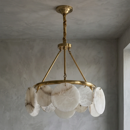 Alba Natural Alabaster Disc Chandelier