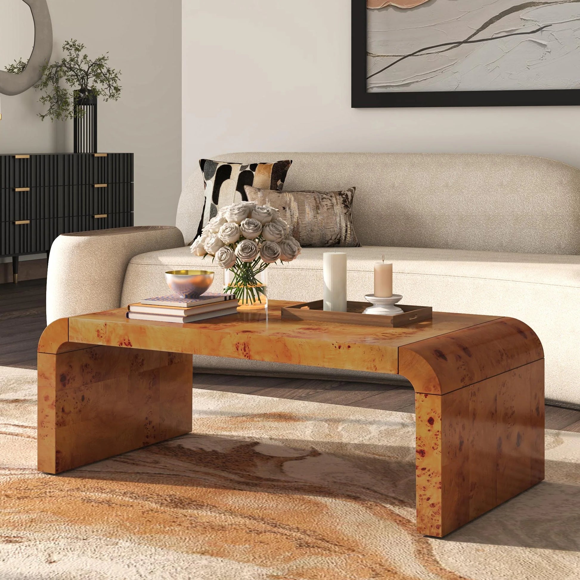 NPD Furniture Adriel Burl Wood Coffee Table