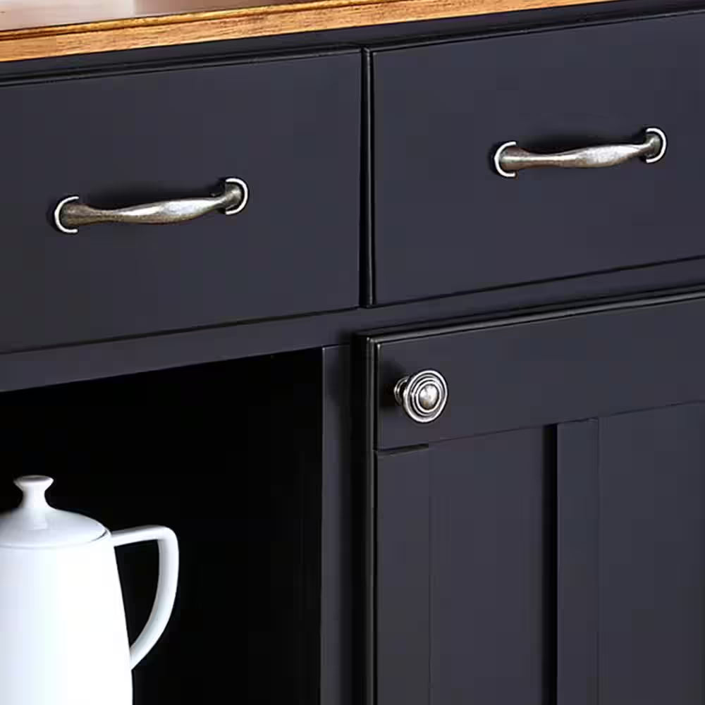 Black and Cottage Oak Buffet with Wine Storage