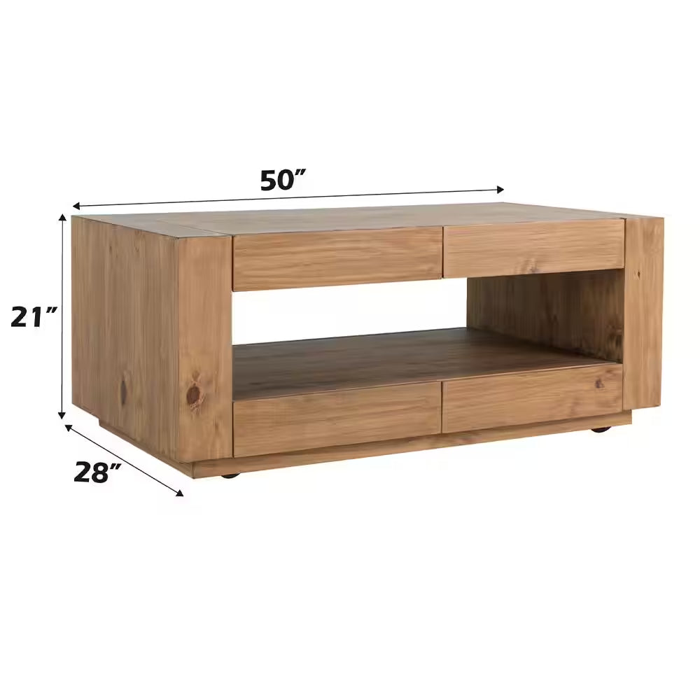 Harlan 50 In. Oak Rectangle Wood Coffee Table