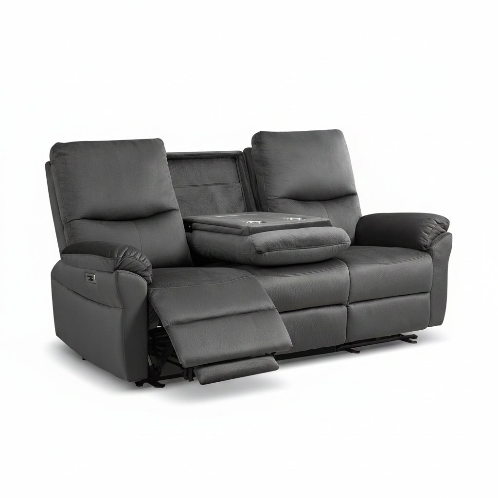 Loveseat Recliner Sofa with Console, Electric Reclining Couch with Flip Middle Backrest, Cup Holder & USB Type C, Skin- Friendly Recliner Sofa for Living Room, Home Theater Seat (Dark Gray)
