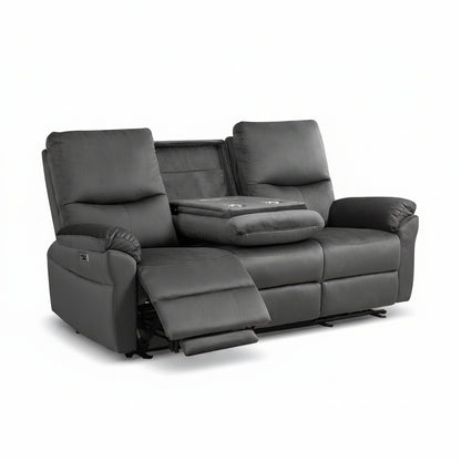 Loveseat Recliner Sofa with Console, Electric Reclining Couch with Flip Middle Backrest, Cup Holder & USB Type C, Skin- Friendly Recliner Sofa for Living Room, Home Theater Seat (Dark Gray)