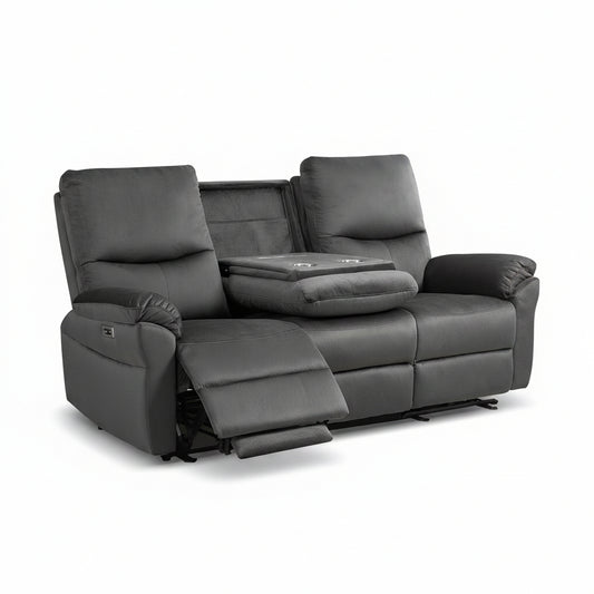 Loveseat Recliner Sofa with Console, Electric Reclining Couch with Flip Middle Backrest, Cup Holder & USB Type C, Skin- Friendly Recliner Sofa for Living Room, Home Theater Seat (Dark Gray)