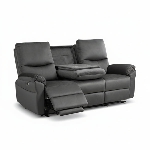 Loveseat Recliner Sofa with Console, Electric Reclining Couch with Flip Middle Backrest, Cup Holder & USB Type C, Skin- Friendly Recliner Sofa for Living Room, Home Theater Seat (Dark Gray)