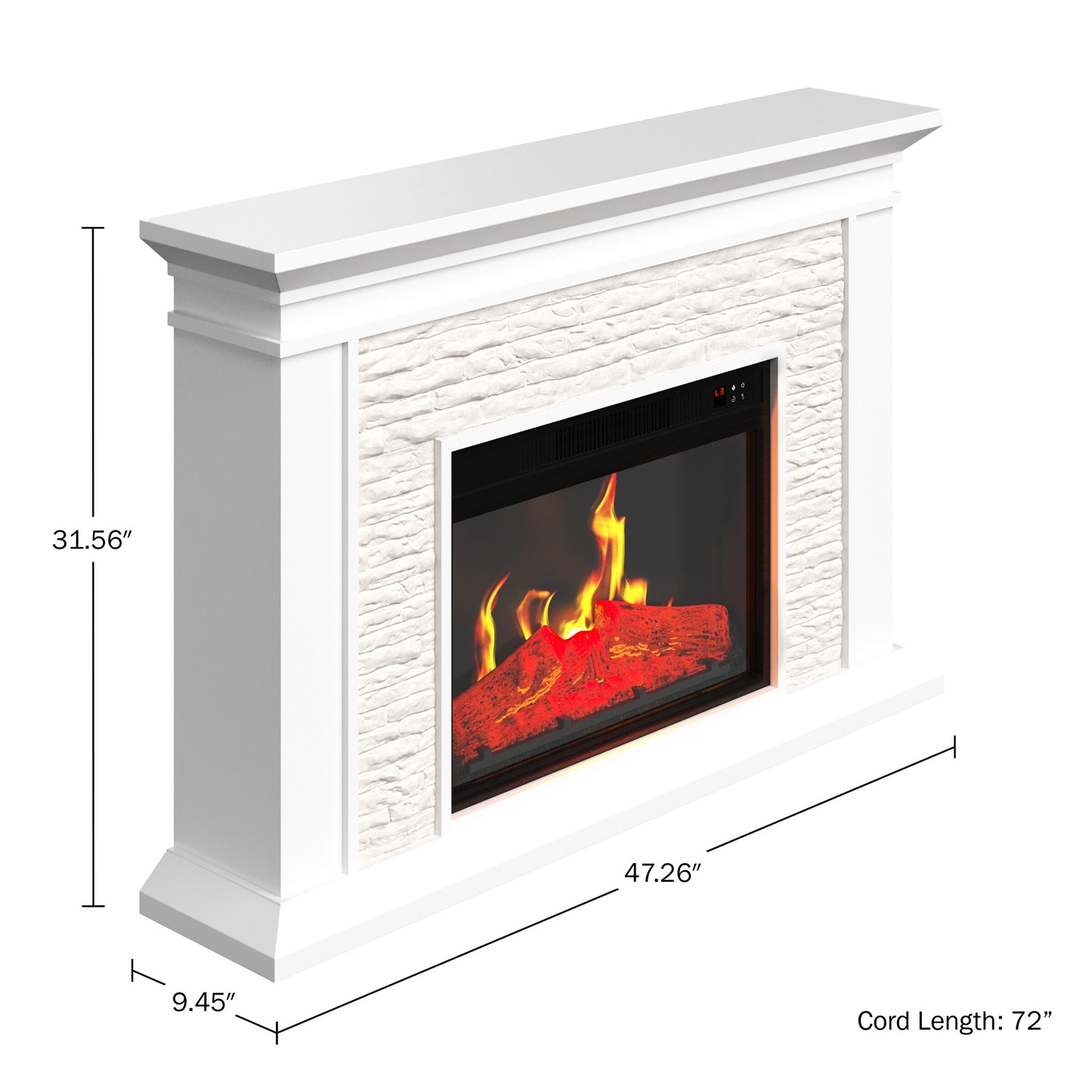 Electric Fireplace with Mantel, White