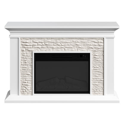 Electric Fireplace with Mantel, White