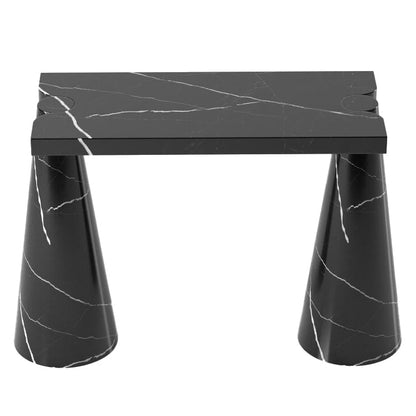 Black Marble Designer Console Table - Polished Cone Shape Legs